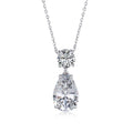 Premium cubic zirconia teardrop necklace in sterling silver with a round accent stone and pear-cut drop pendant