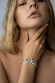 Premium diamond simulant 4MM Tennis Bracelet by Viviana Halil – as seen in vogue worn by celebrities and iconic humans.