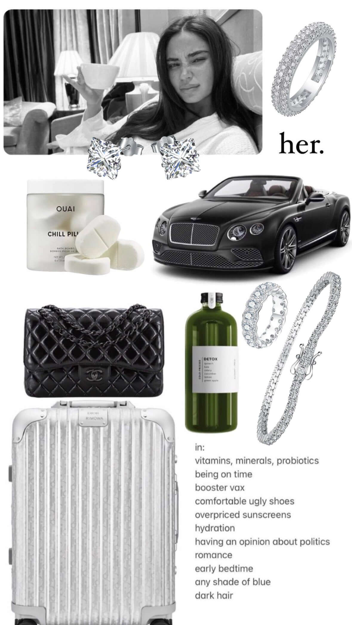 The petite luxxe tenne diamond simulant sterling silver tennis bracelet fashion collage by VH.