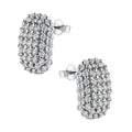 The Edith premium cubic zirconia pavé oval stud earrings in 925 sterling silver