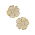 18k vermeil gold flower stud earrings set with round moissanites