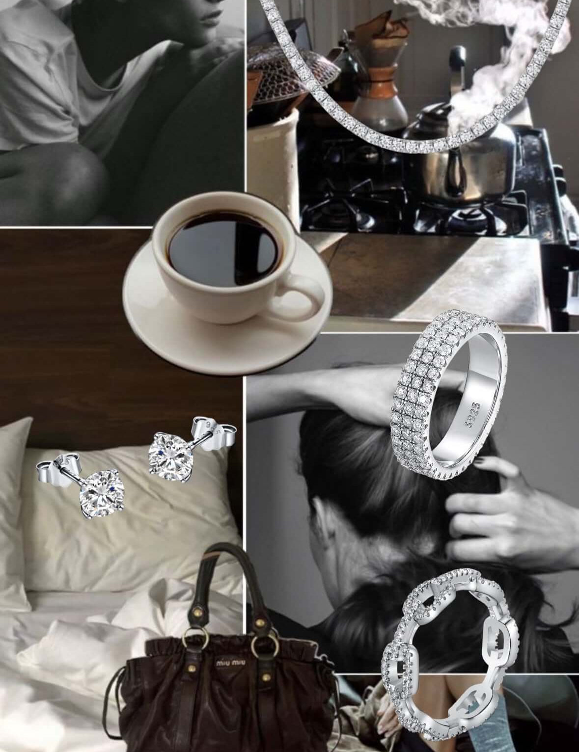  A pinterest board collage of images and jewelry