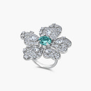 The Flower Moissanite Ring in Sterling Silver