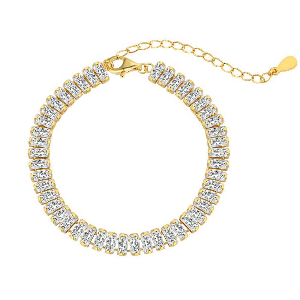 gold emerald-cut cubic zirconia bracelet