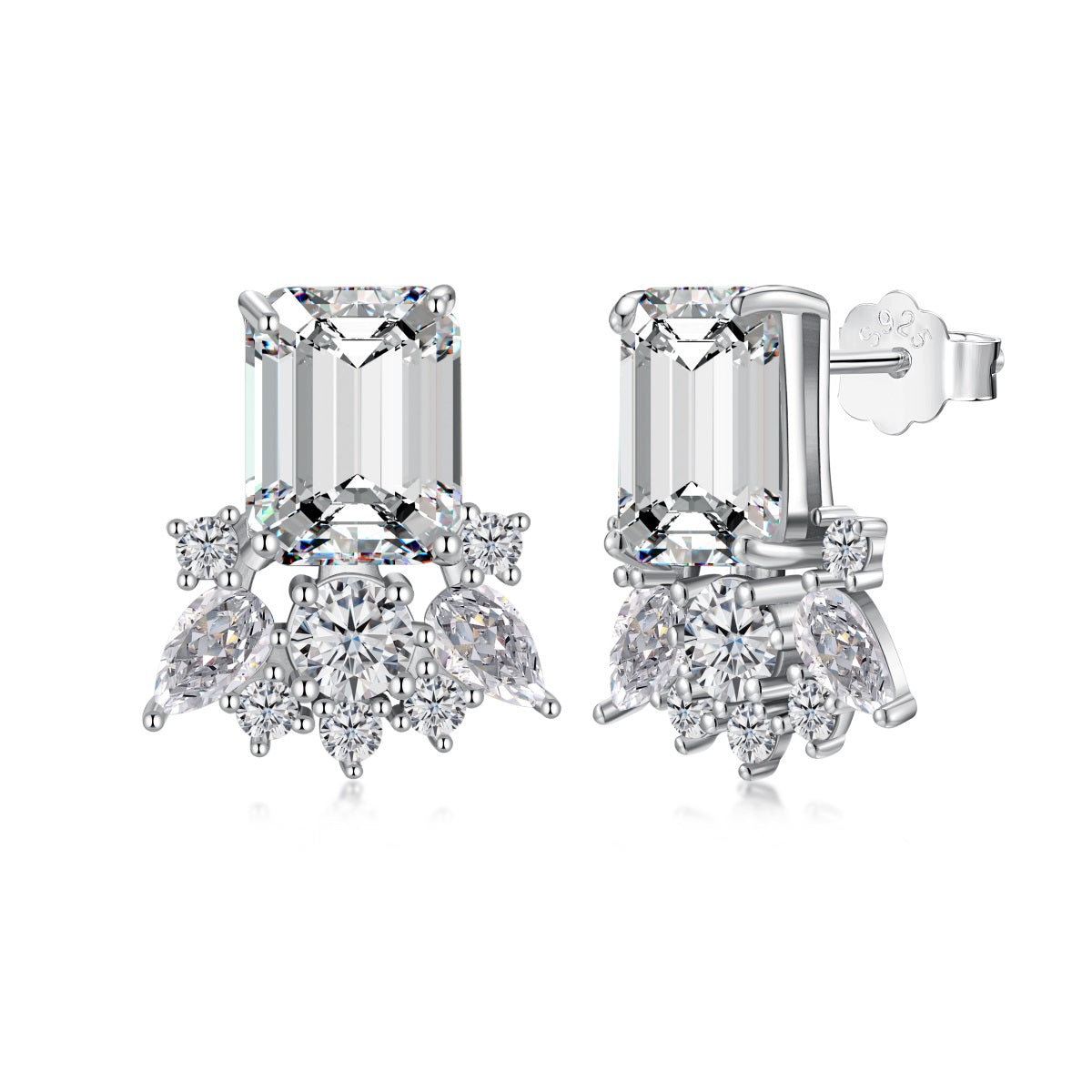 emerald cut cubic zirconia earrings