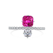 pink princess cut cubic zirconia ring