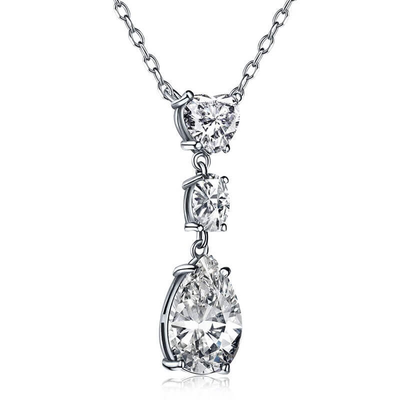 heart, oval, and pear-shaped cubic zirconia necklace