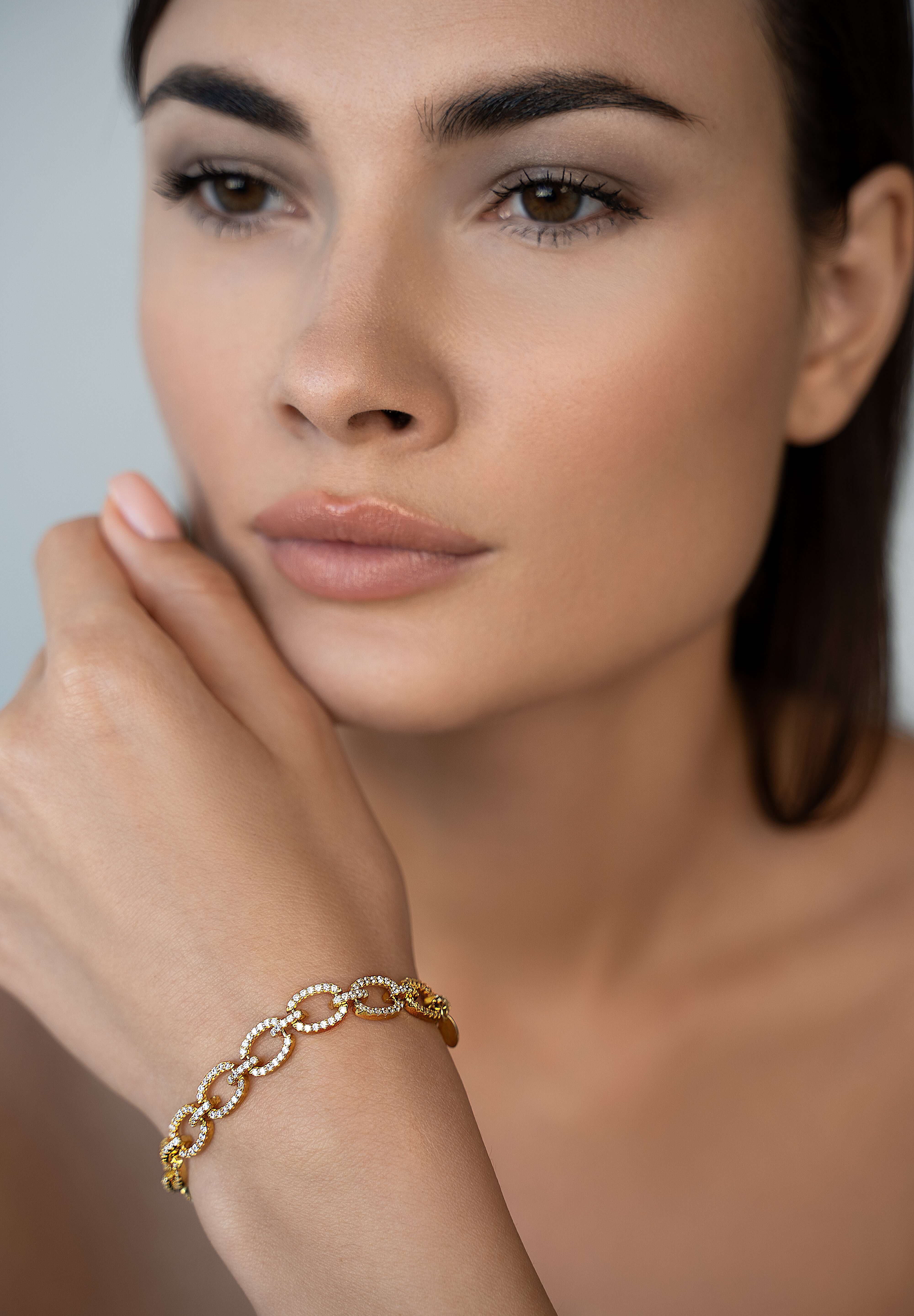 The Dolce Premium Zirconia Bracelet in 18k Gold Coated Sterling Silver