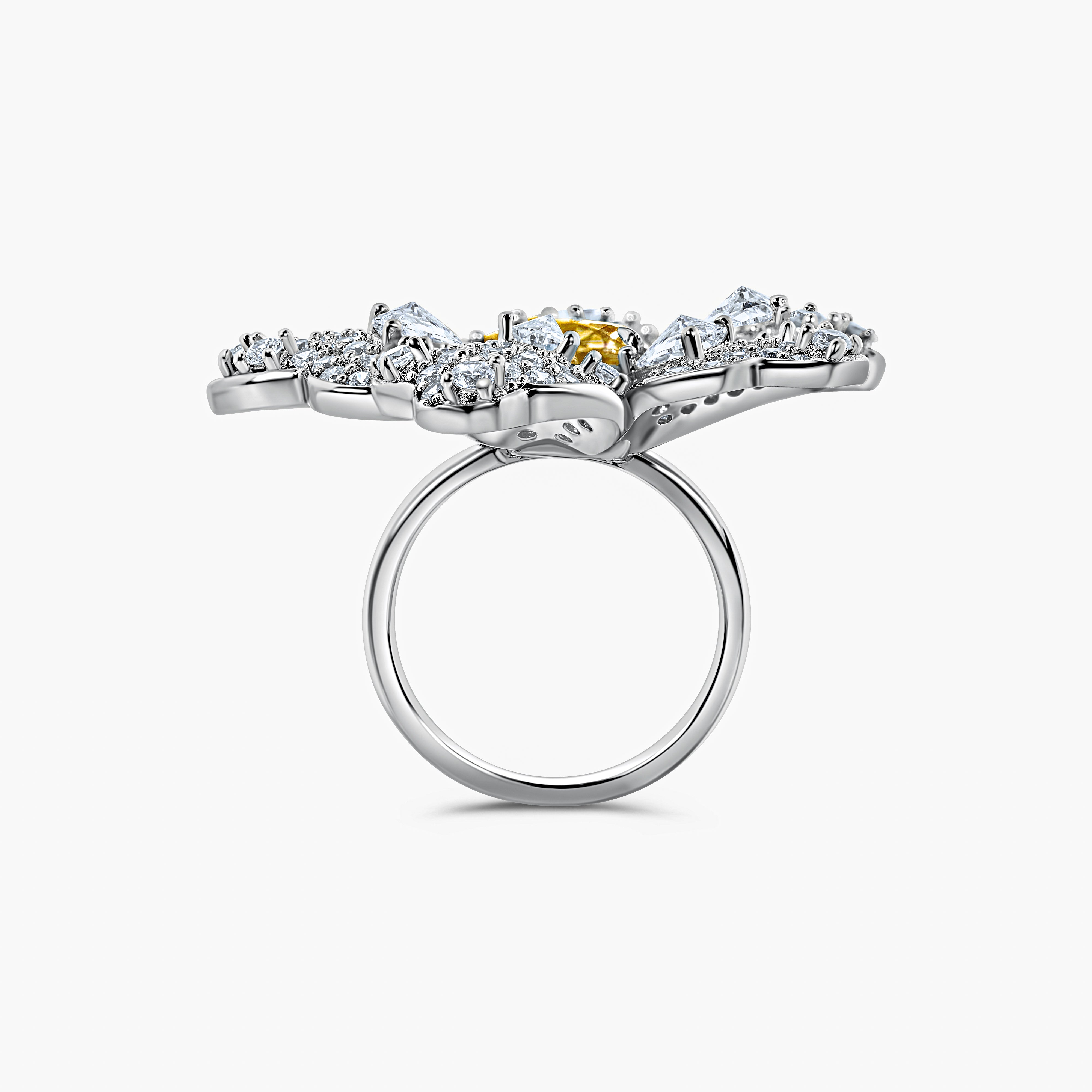 The Flower Moissanite Ring in Sterling Silver