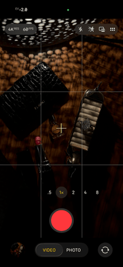Camera interface with grooming tools on a textured surface