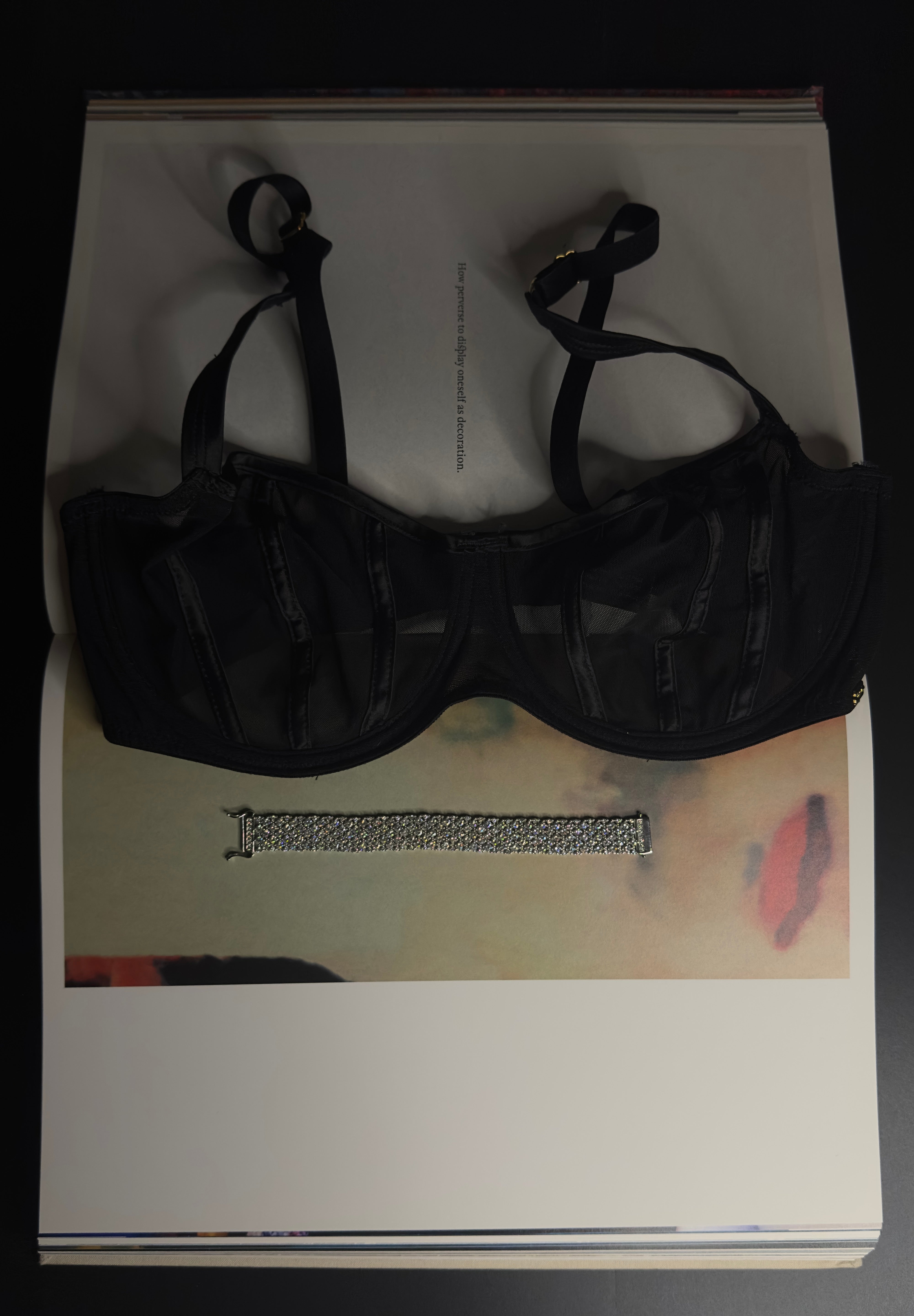 Black bra size compared with the Chiara mesh bracelet in sterling silver and micropavé cubic zirconia