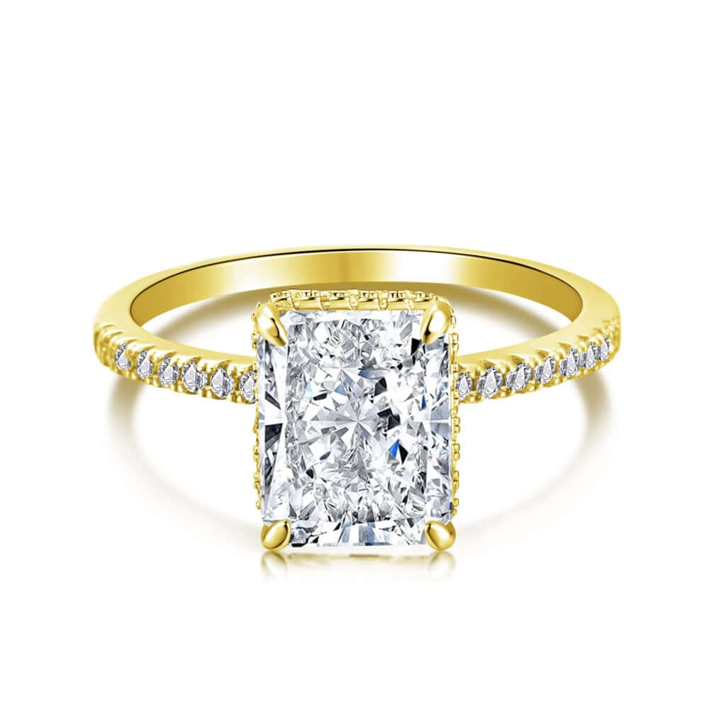 emerald cut cubic zirconia solitaire ring