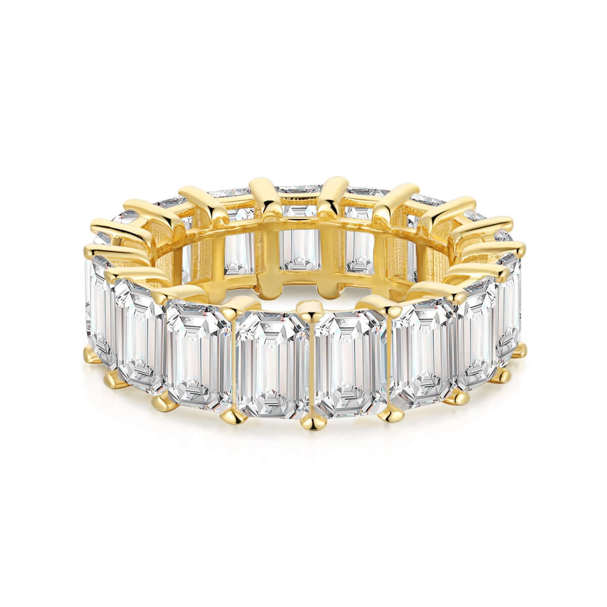 emerald cut cubic zirconia eternity band