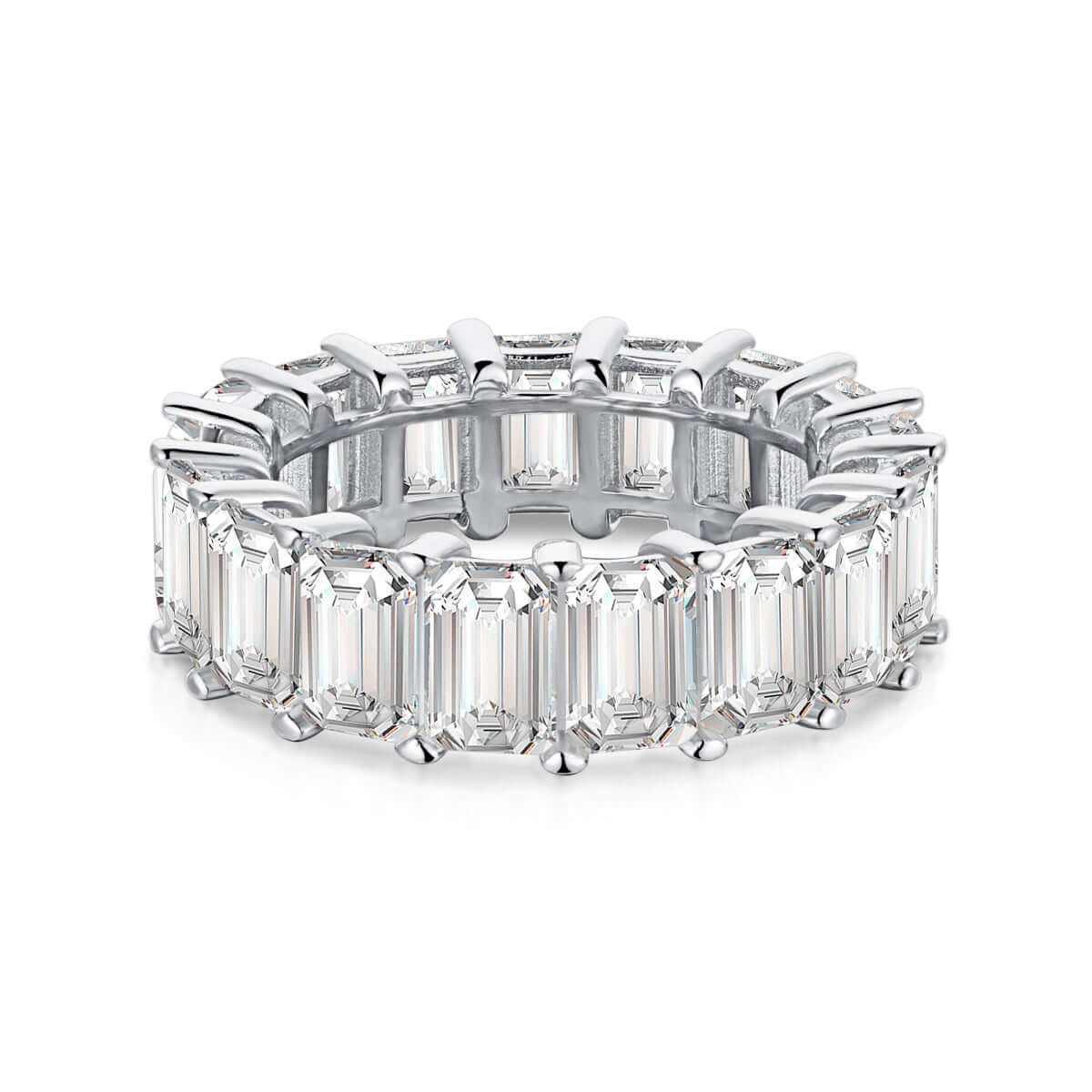 emerald cut cubic zirconia eternity band