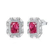 emerald cut pink cubic zirconia earrings