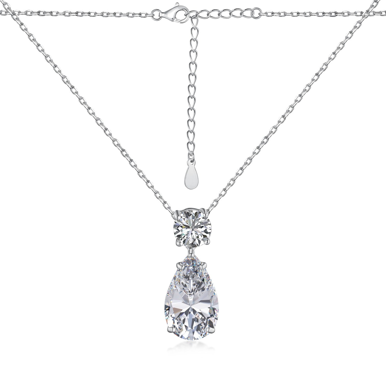 cubic zirconia round and pear-shaped pendant necklace