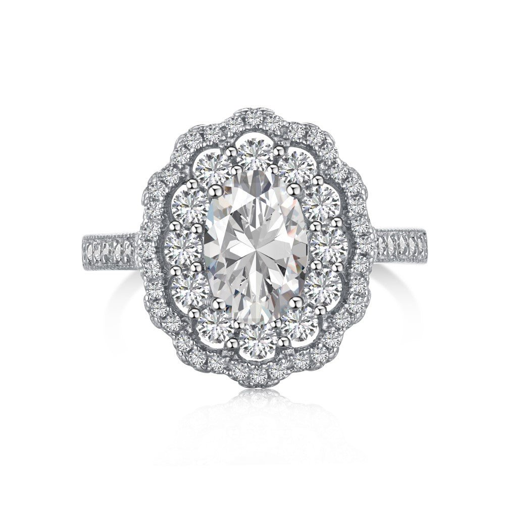 round cut halo cubic zirconia ring