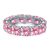 princess cut pink cubic zirconia eternity ring