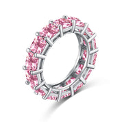 princess cut pink cubic zirconia eternity ring