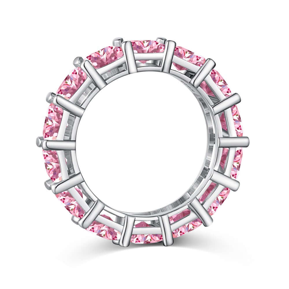 princess cut pink cubic zirconia eternity ring