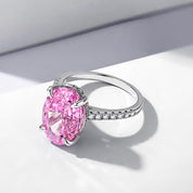 Pink Solitaire Oval Cut Cubic Zirconia ring