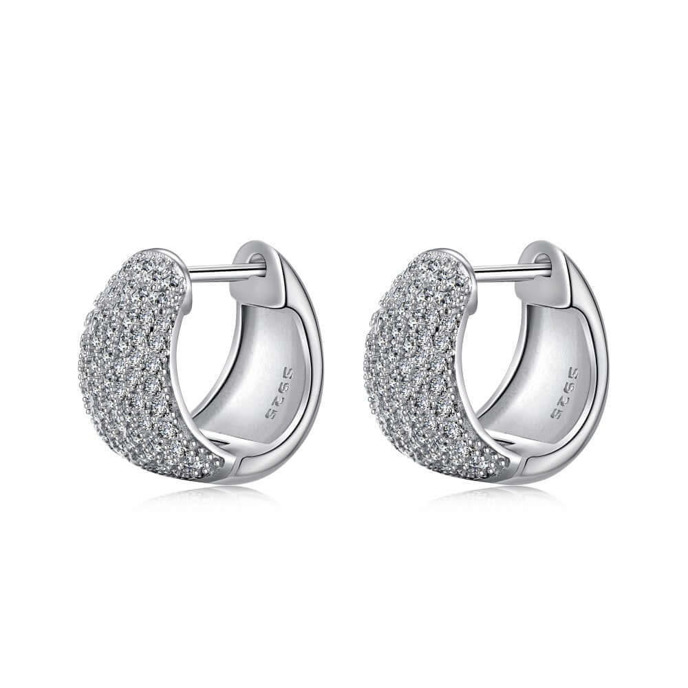 wide huggie-style cubic zirconia earrings