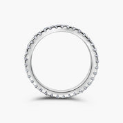 Sterling silver triple eternity ring styled on hand — The Abebi by VH.