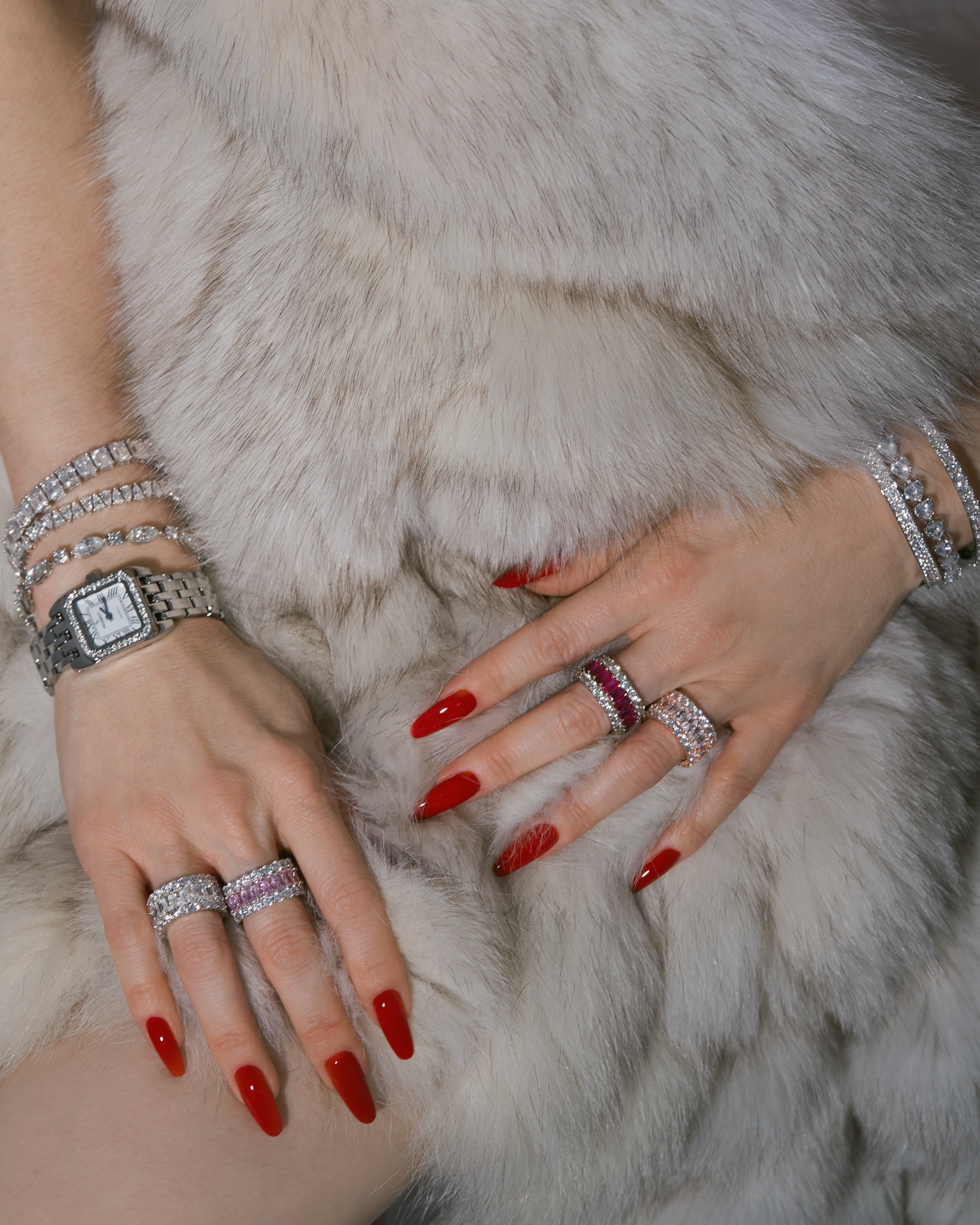 The Agnes bangle editorial photo showing diamond-free sterling silver craftsmanship  by Viviana Halil. 