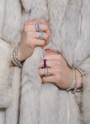 The Agnes Bangle high-end jewelry design crafted in diamond alternatives and sterling silver by Viviana Halil. 