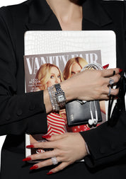 Fine jewelry craftsmanship detail — The Alaia Bracelet in pure sterling silver worn by Viv Halil founder of Viviana Halil