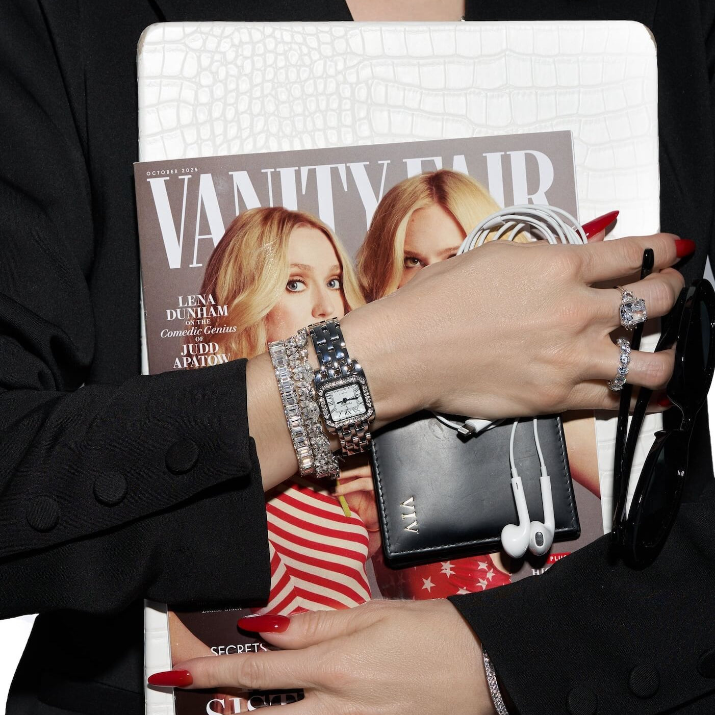 Fine jewelry craftsmanship detail — The Alaia Bracelet in pure sterling silver worn by Viv Halil founder of Viviana Halil