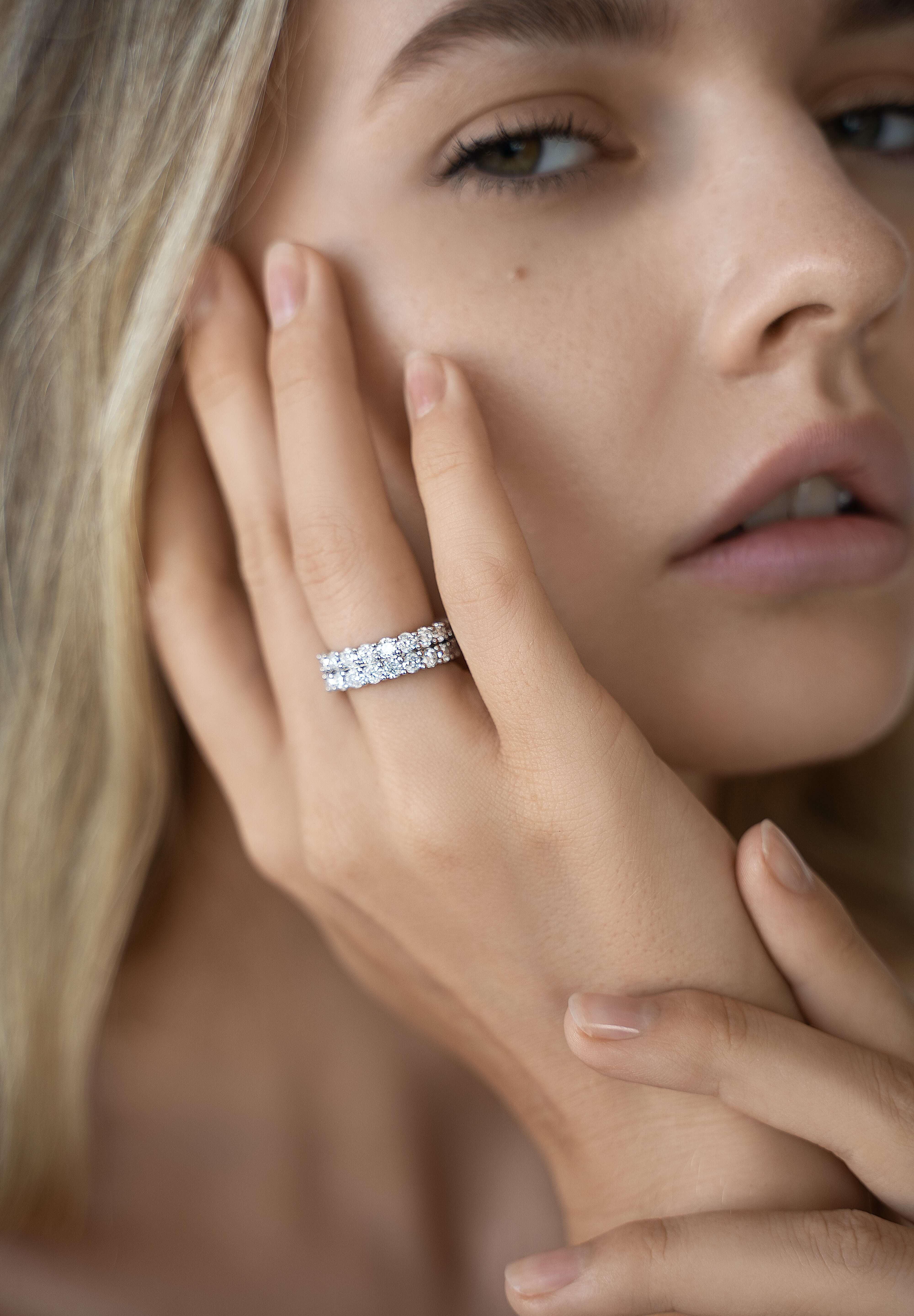 Fine jewelry craftsmanship detail — The Daliah Ring in pure sterling silver by Viviana Halil.