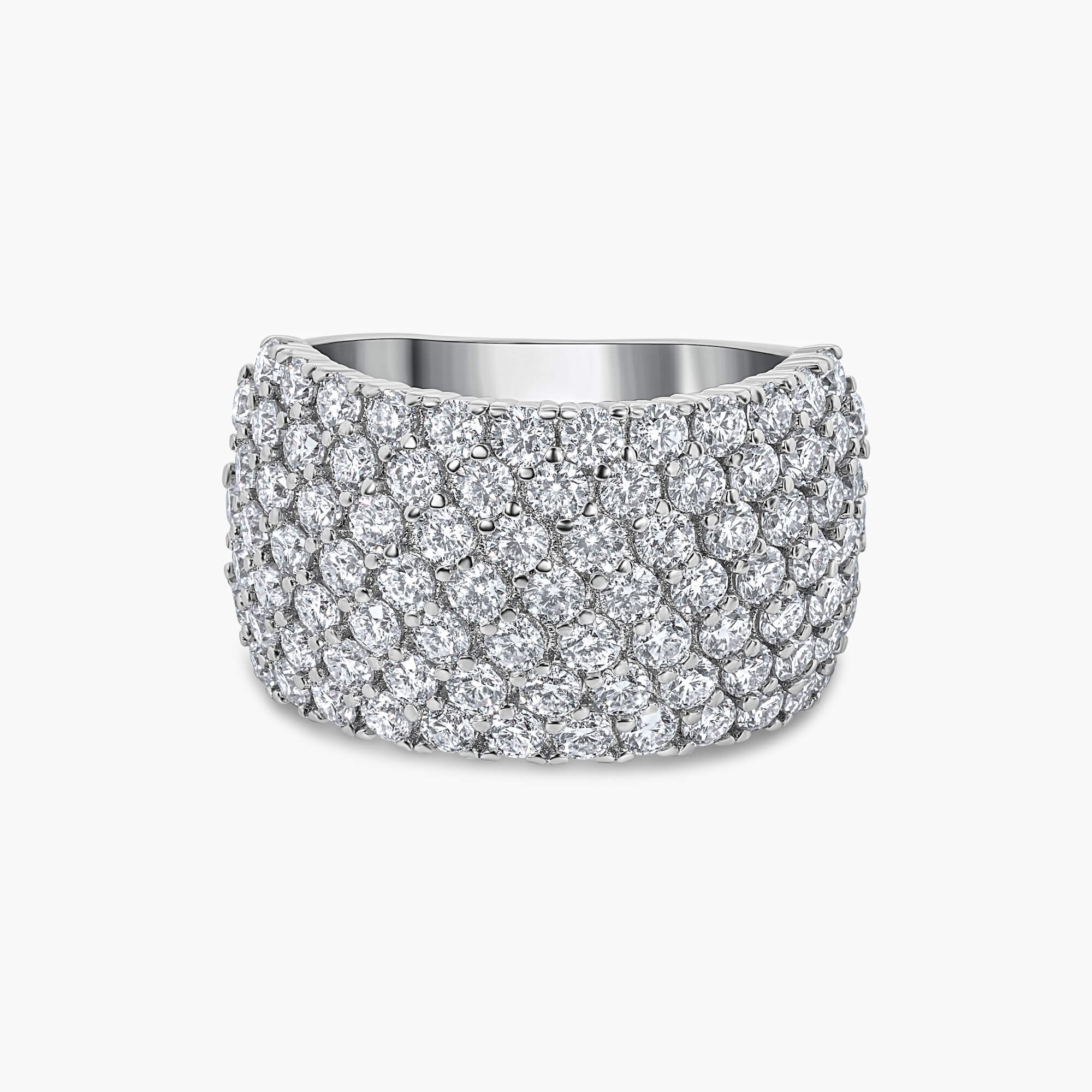 The Esmé Wide Pavé Dome Moissanite Band Ring in 925 Silver by Viviana Halil