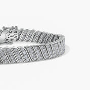 223 moissanite stones pavé-set in a wave link—made from 925 sterling silver by female-founded luxury house Viviana Halil of Beverly Hills. 