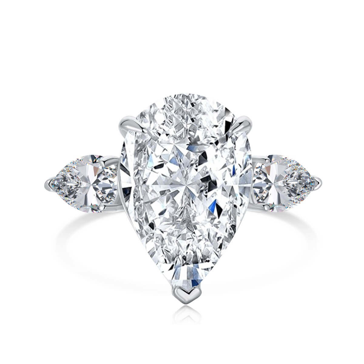 Close-up of The Georgina Ring showcasing 6ct pear-cut brilliance by Viviana Halil of Beverly Hills. 