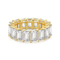 Emerald-cut eternity band in 18k gold vermeil with premium VH zirconia stones and a full-circle setting