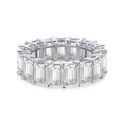 Close-up of The Kylie Ring showing refined emerald-cut zirconia stones set on sterling silver for the modern icon.