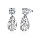 The Le Bijou sterling silver drop earrings feature a small round and larger pear-cut VH zirconia