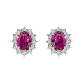 Fuchsia Oval Halo Stud Earrings in Sterling Silver by Viviana Halil.
