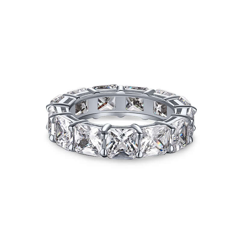 The Mia Ring sterling silver princess cut diamond free eternity band by Viviana Halil.