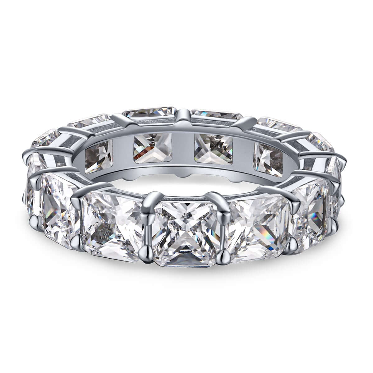 Luxury sterling silver princess cut eternity band ring by Viviana Halil