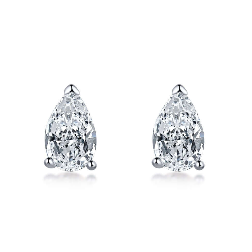 The Milano Stud Earrings 18k gold pear cut diamond alternative Viviana Halil.