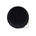 Compact round travel jewelry box with gold VH hardware