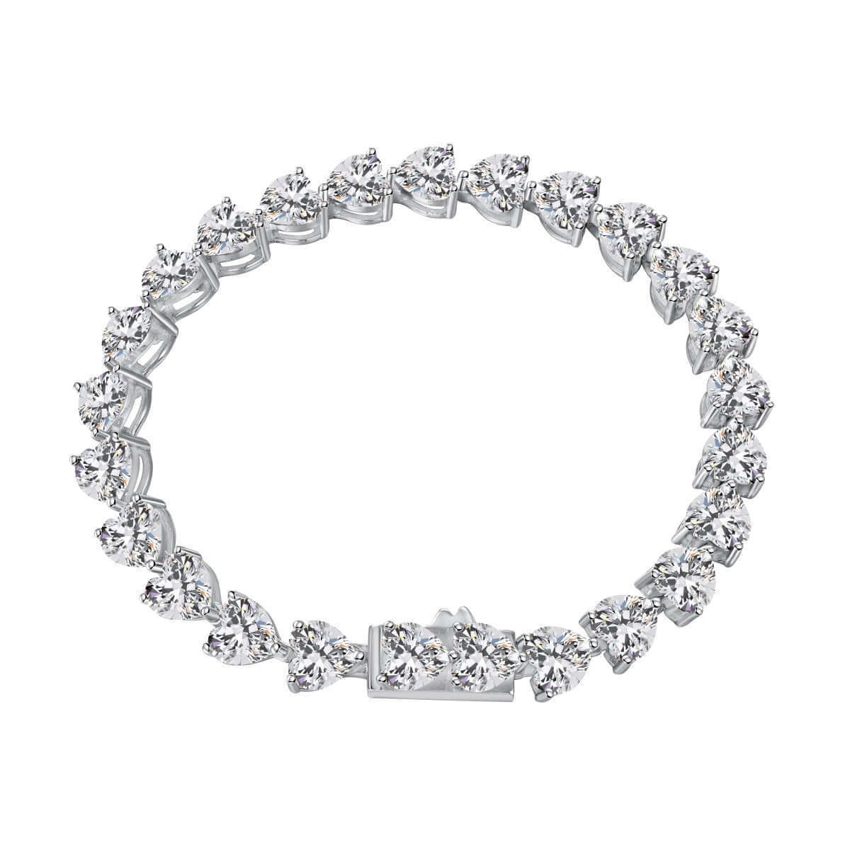 Close-up of The Mon Amour Bracelet showcasing heart-cut brilliance and refined setting.