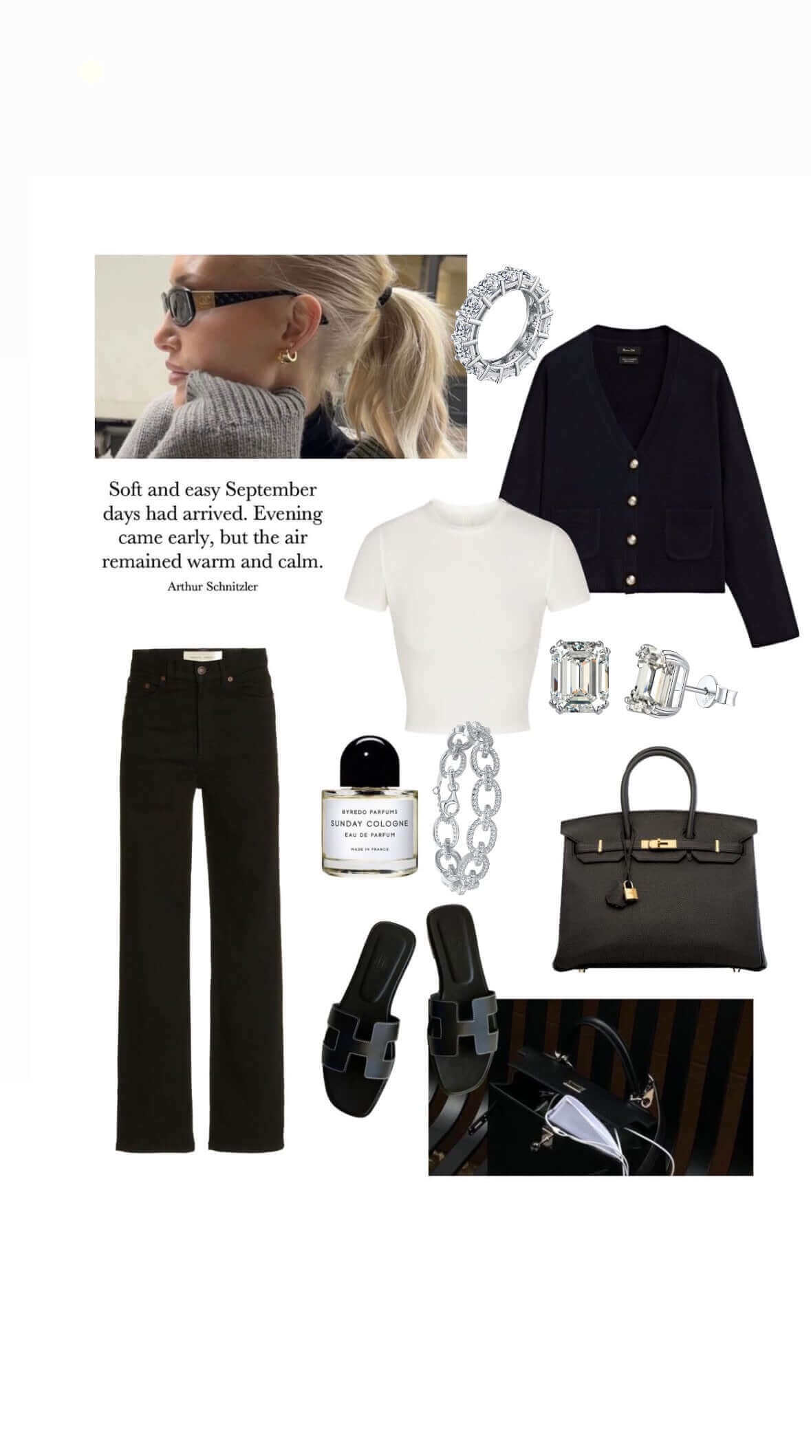 Viviana Halil Monaco Stud earrings styled with classic black outfit