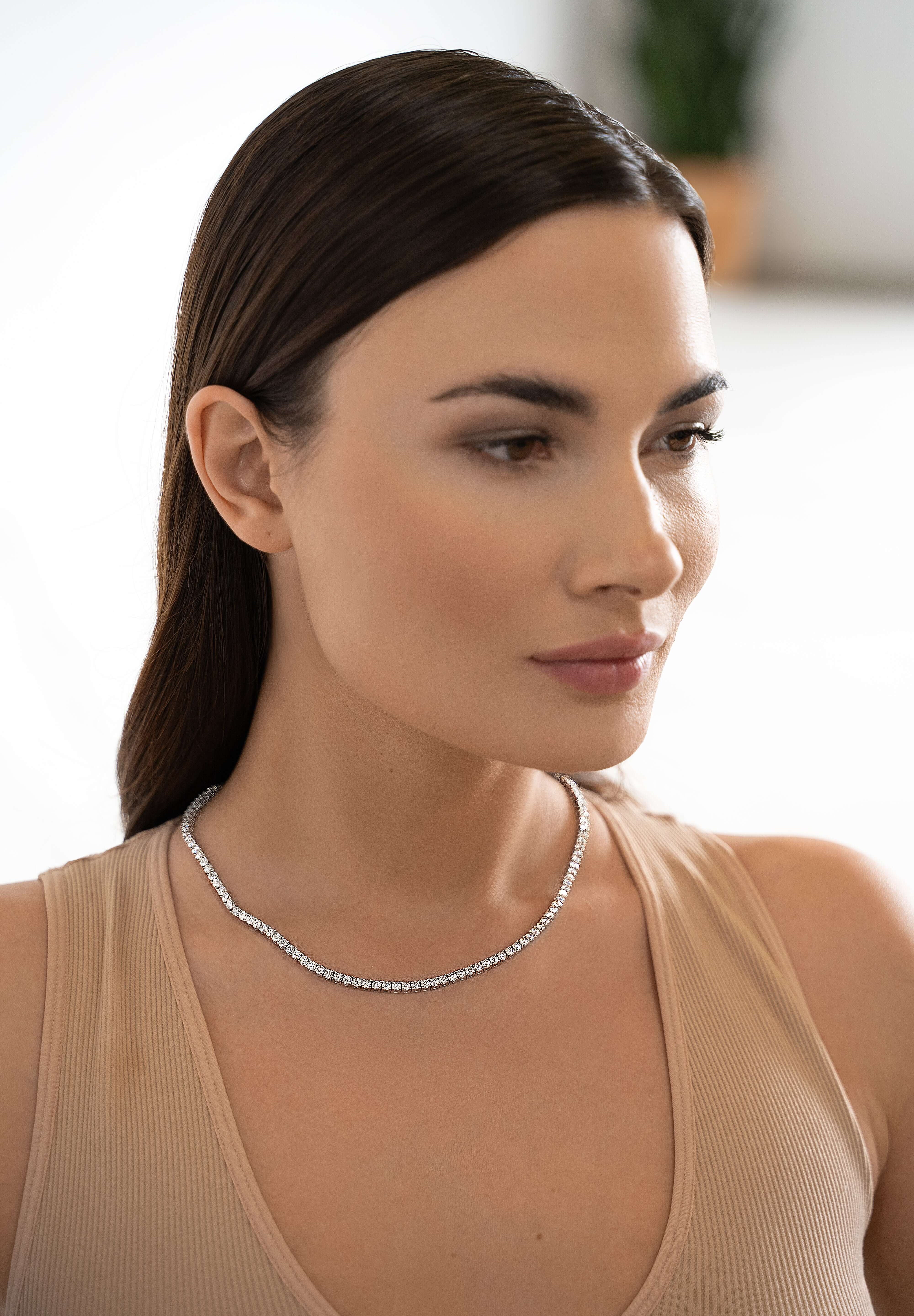 The nazari necklace timeless luxury tennis necklace with radiant brilliance by Viviana Halil. 