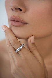 The Olivia Ring sterling silver diamond alternative jewelry by Viviana Halil from Beverly Hills. 