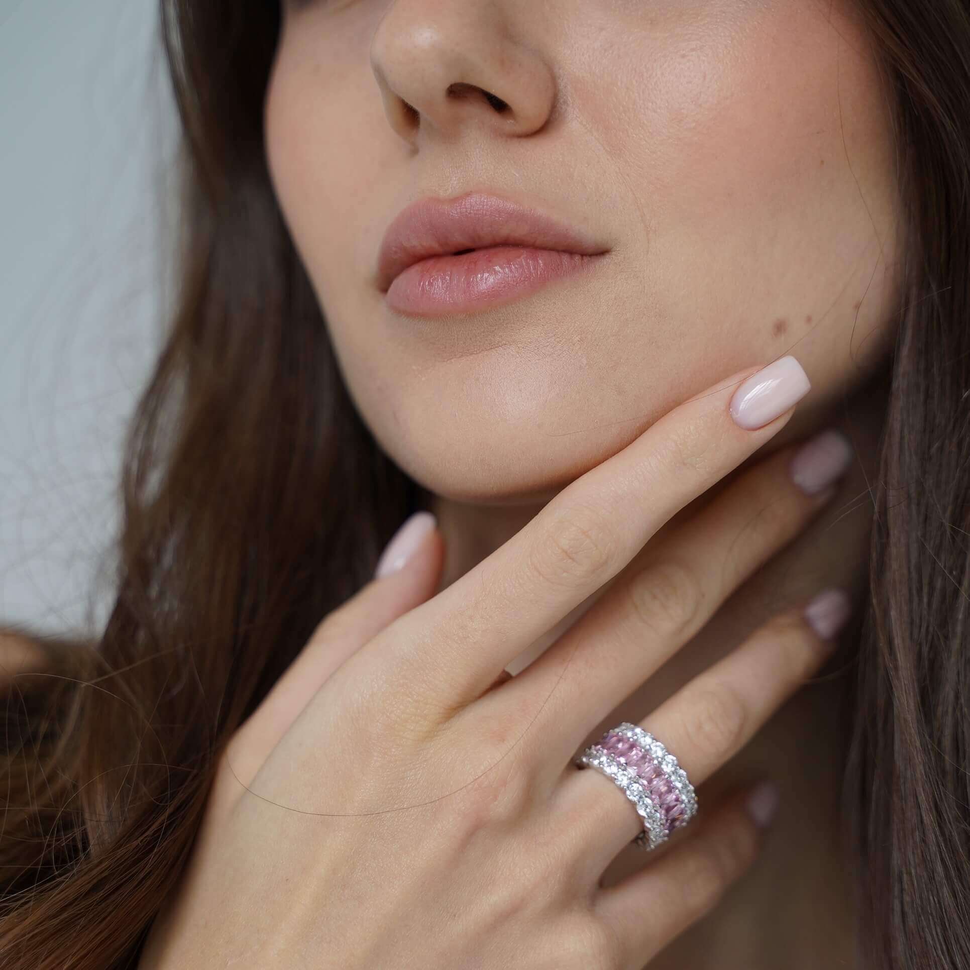 The Sephora Ring by Viviana Halil editorial everyday luxury in sterling silver set with diamond simulants. 