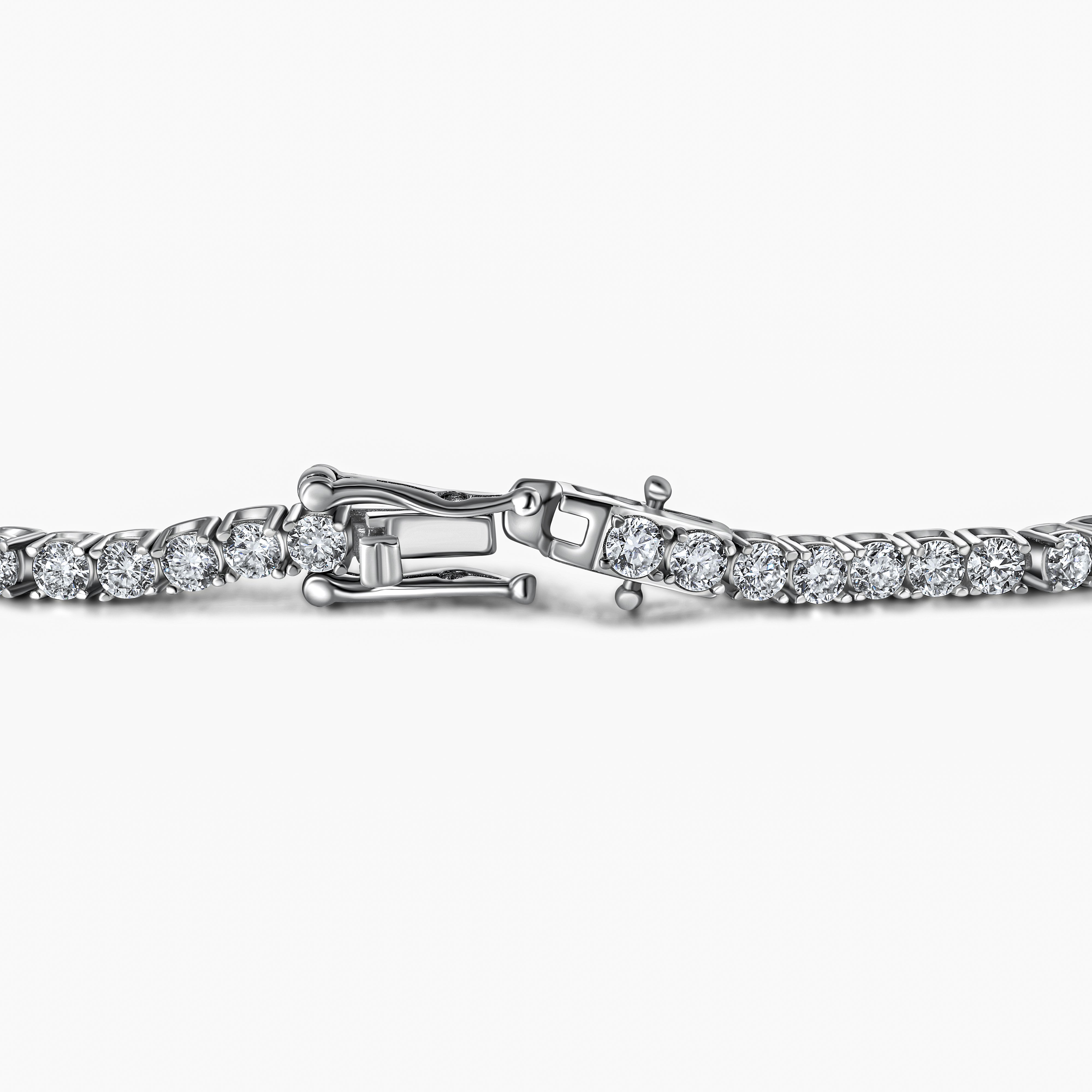 Fine jewelry craftsmanship detail —The Tennis Bracelet in 3MM pure sterling silver by Viviana Halil. 