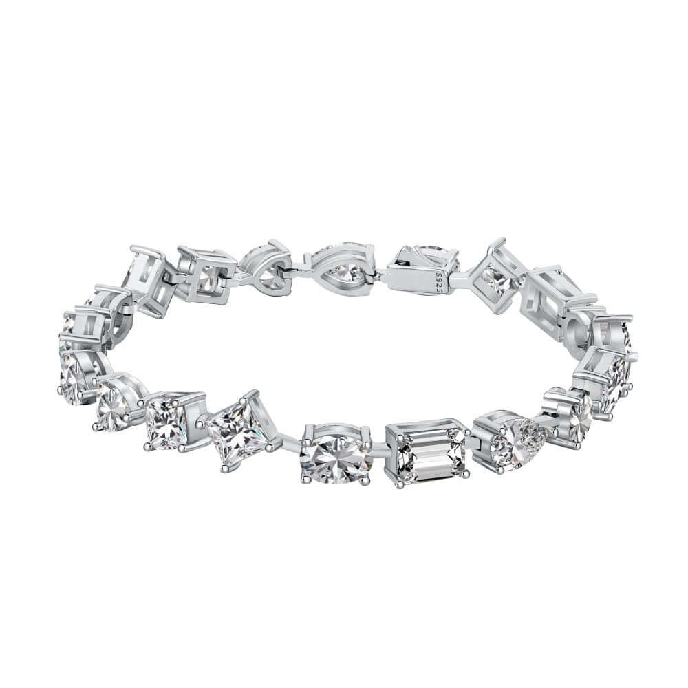 Close-up of The Variété de Lumières Bracelet showcasing multi-cut diamond simulants.